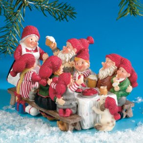 Julebord med nissefamilie