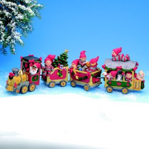 Juletog med julemand, nisser og gaver