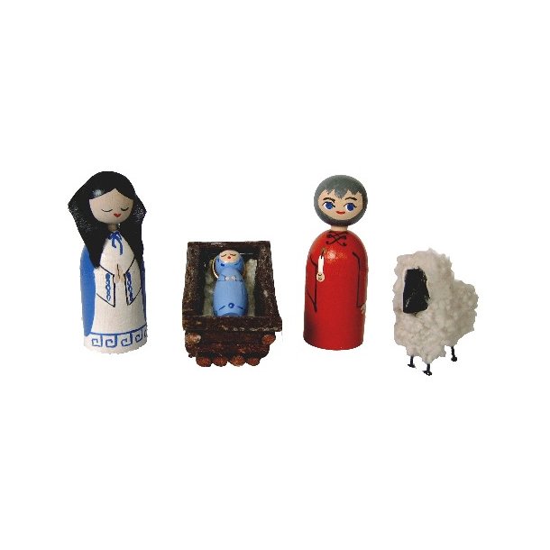 Krybbest med Josef, Maria, Jesus og et fr fra Anne Beate Deisgn