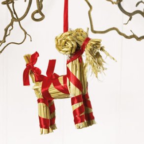 Halmbuk med bnd, naturfarvet  12CM